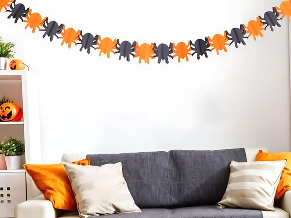 Girlanda dekoracyjna na halloween dynia/pająk papierowa długa 3 metry