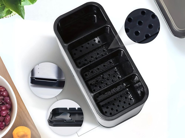 Range-couverts acier inoxydable organiseur de cuisine 4 compartiments plateau