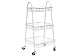 Shelf kitchen bathroom cabinet on wheels metal rack three levels 3