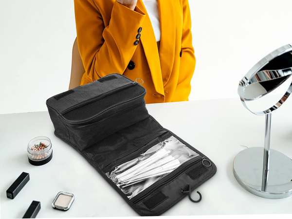 Cestovní kosmetická taška závěsný organizér do koupelny zámek háček rukojeť