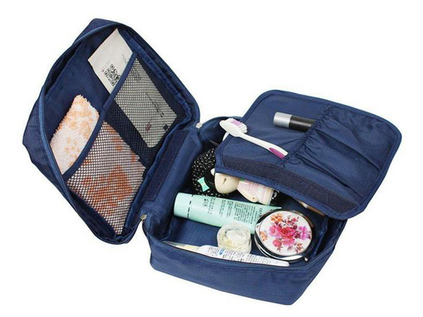 Make-up bag travel organiser navy blue
