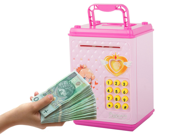 Money box cash machine code banknotes coins money pin code