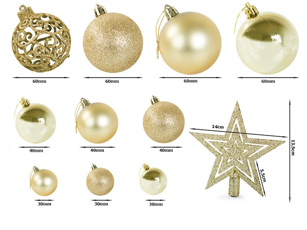 Kalėdų eglutės viršūnės 6/4/3 cm kit 100 vnt.