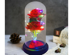Večná ruža v sklenenom svietiacom led rgb darček pre príležitosti pre ženy červená