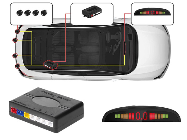 Sada zadných parkovacích senzorov 4x senzor lcd displej