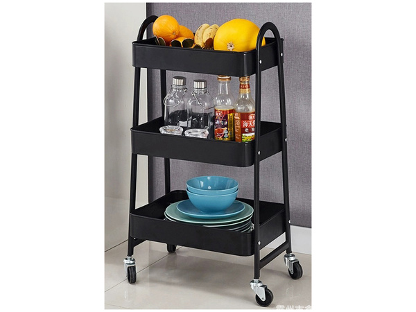 Estante de cocina armario de baño con ruedas estante de metal tres niveles 3