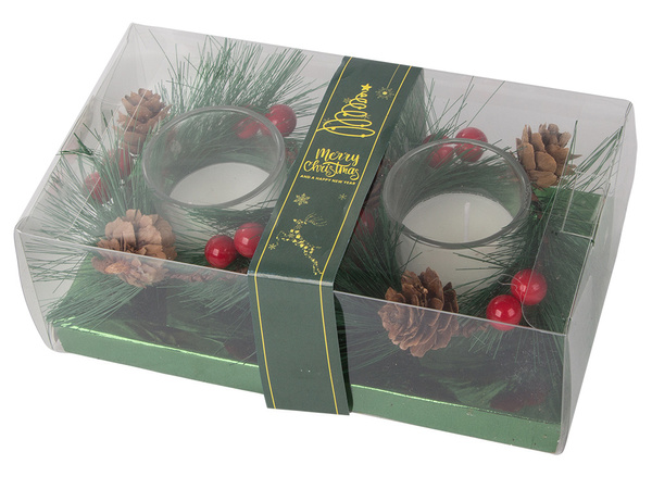 Dekorative kerzen im glas kerzen kranz set für weihnachten 2 stück