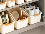 Organizador de cocina contenedor de plástico para armarios de productos de limpieza cocina baño