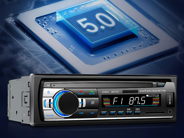 Radio coche bluetooth usb aux sd 1-din microfono + pilot 4 x 60w