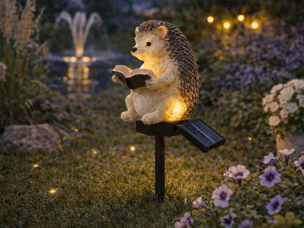 SOLAR-LED-LAMPE MIT Dämmerungssensor GARTEN-IGEL DEKORATIVER IGEL
