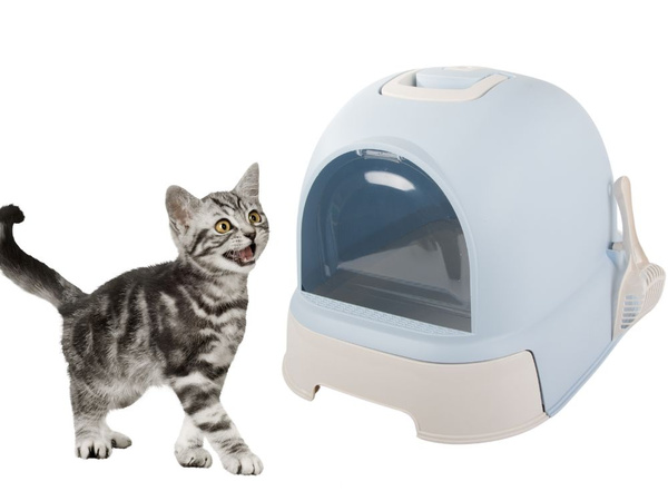 Cat litter tray large closed for litter shovel sturdy pull-out