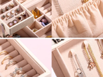 Szkatułka na biżuterię organizer pudełko lustro kuferek etui pojemny box