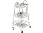 Shelf kitchen bathroom cabinet on wheels metal rack three levels 3