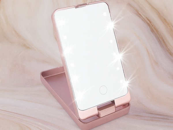 Miroir cosmétique éclairé par led pour le maquillage miroir de voyage pliable