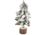 Künstlicher weihnachtsbaum schnee kleine dekorative schreibtisch auf stamm dick verschneit