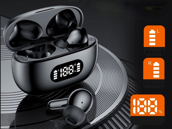 Écouteurs intra-auriculaires sans fil bluetooth avec étui de chargement à led et microphone