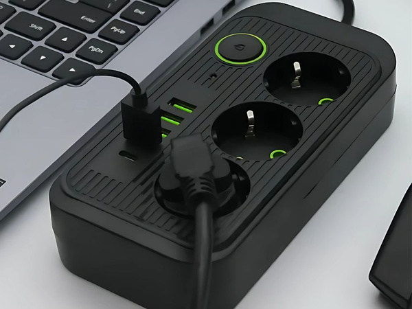 3 ligzdas barošanas kontaktdakša 3 ligzdas 250v 2m 4x usb 1x ucb-c