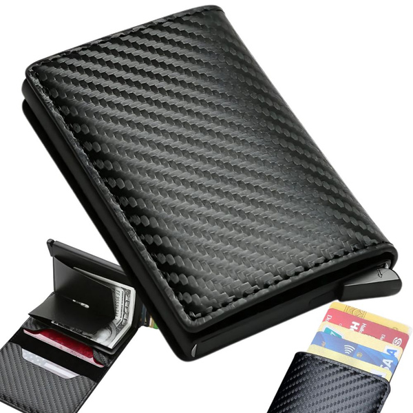 Cartera antirrobo rfid para hombre negra para tarjetas billetes ecopiel