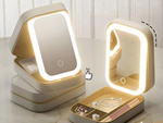 Espejo de maquillaje con iluminación led organizador para cosméticos de viaje