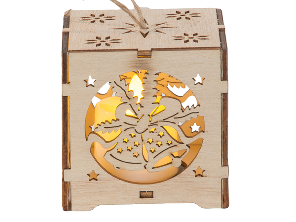 Wooden hanging lantern christmas tree lighting christmas ornament bells