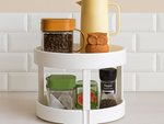 Rotating organiser for the kitchen storage box for spices round organiser