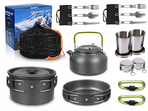 Camping cookware set kemping kettle frying pan 18in1