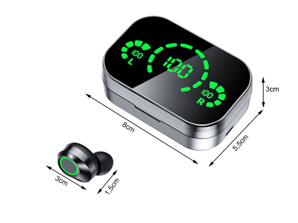 Bluetooth juhtmevabad kõrvaklapid koos led laadimiskohvri ja mikrofoniga