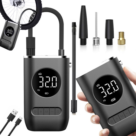 Akumuliatoriaus siurblys dviračio automobilio elektrinis kompresorius 10 barų lcd