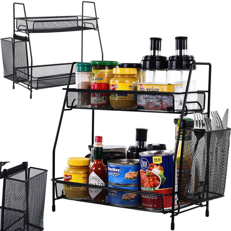 Kitchen shelf loft kitchen organiser two-storey stand with basket