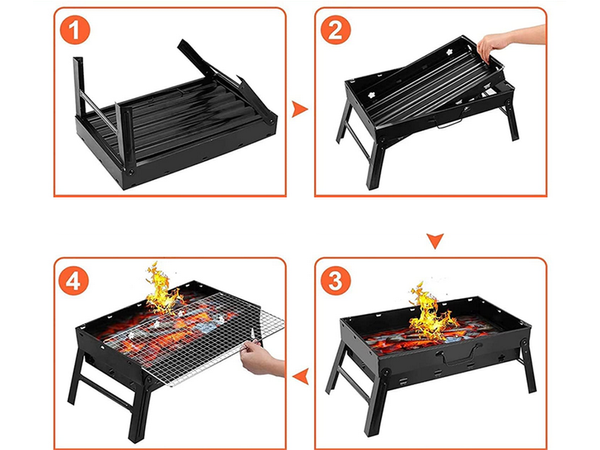 Potovalni žar prenosni zložljivi kovček oglje kampiranje bbq