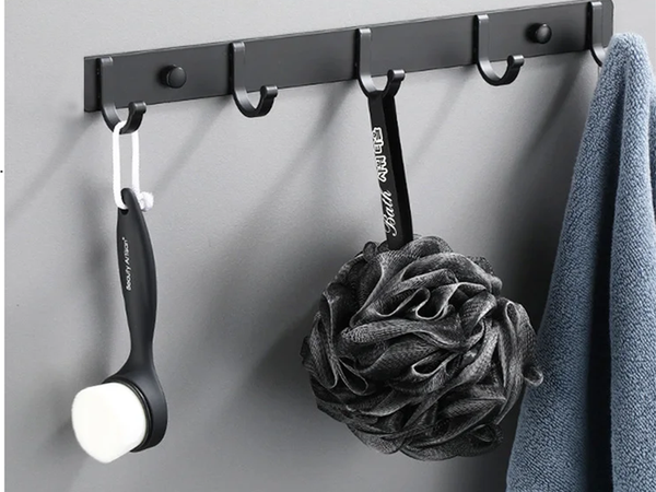 Wall clothes rack for hallway bathroom 5 hooks