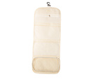 Collapsible vanity case hanging bathroom organiser with hanger