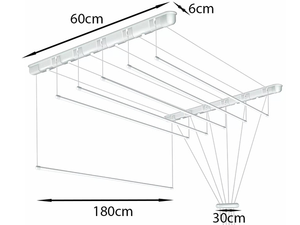 Griestu žāvētājs veļas mazgāšanai 5 stieņi 180 cm vannas istabas balkons