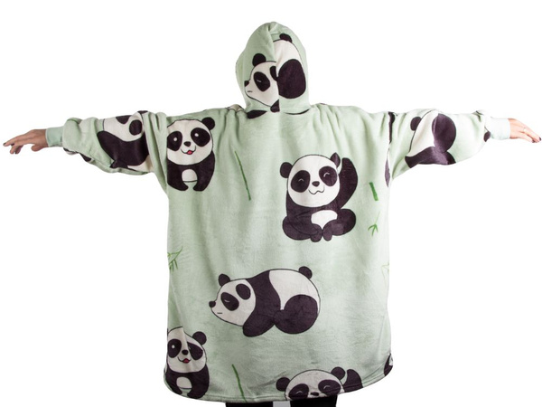 Warmes panda sweatshirt übergrösse decke xxl 2in1 dickes fell weich mit kapuze