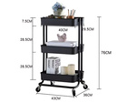 Estantería de cocina y baño con ruedas, carrito de 3 niveles, organizador metálico