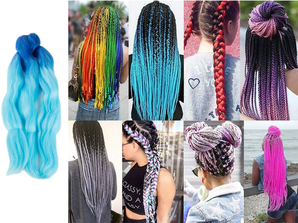 Synthetic hair for colour ombre braids