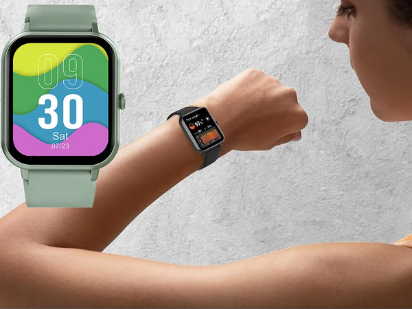 Montre connectée pour femme et homme, bracelet en caoutchouc, sport, Bluetooth, appels, vert