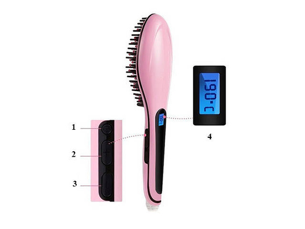 Lcd electric hair straightening brush