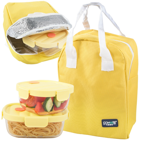 2x récipients en verre pour aliments avec couvercle thermo-résistants sac thermique