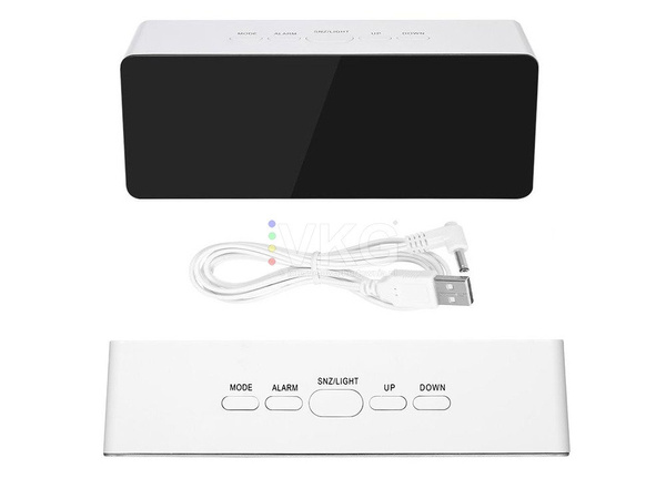 Zegar budzik termometr lustro led alarm data 4w1