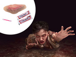 Fake cut throat wound with 10ml of fake blood halloween accessory