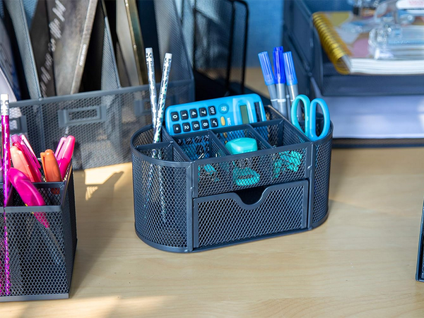 Desk organiser 8 compartments drawer cupboard shelves office metal
