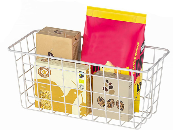 Cesta colgante organizador metálico estante colgante blanco fuerte