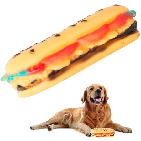 Jouet pour chien grinçant à mâcher en caoutchouc hamburger
