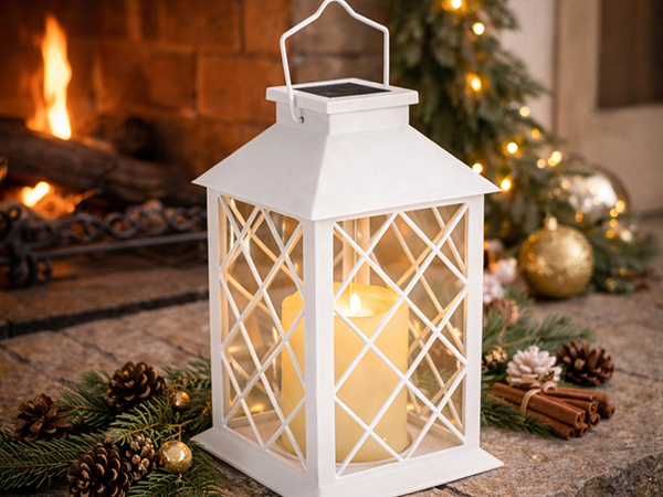 DECORATIVE LED LANTERN WITH ELECTRIC CANDLE SOLAR DECORATIVE