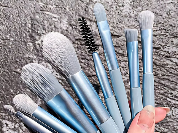 Set de 8 pinceles profesionales para maquillaje de ojos cejas con estuche cosmético