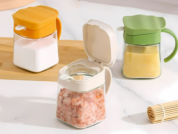 Pojemnik na przyprawy kuchenny z uchwytem szklany 300ml słoik + łyżeczka