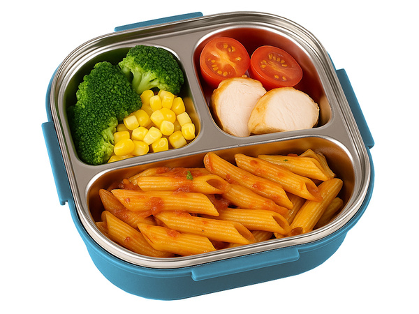 Frühstücksbox mit fächern besteckbecher lunchbox für die mikrowelle 1000 ml