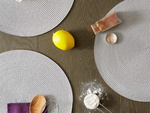 Salvamanteles redondo para mesa de cocina salvamanteles trenzado gris
