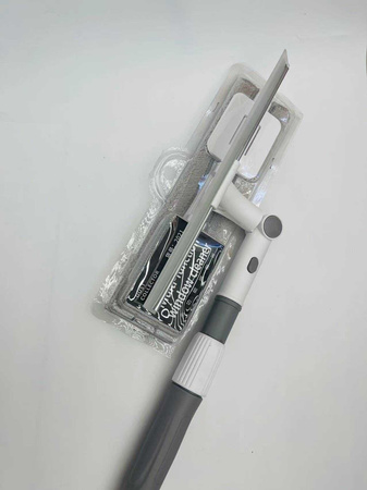 Window cleaner floor scraper rotating microfibre 2-in-1 telescopic